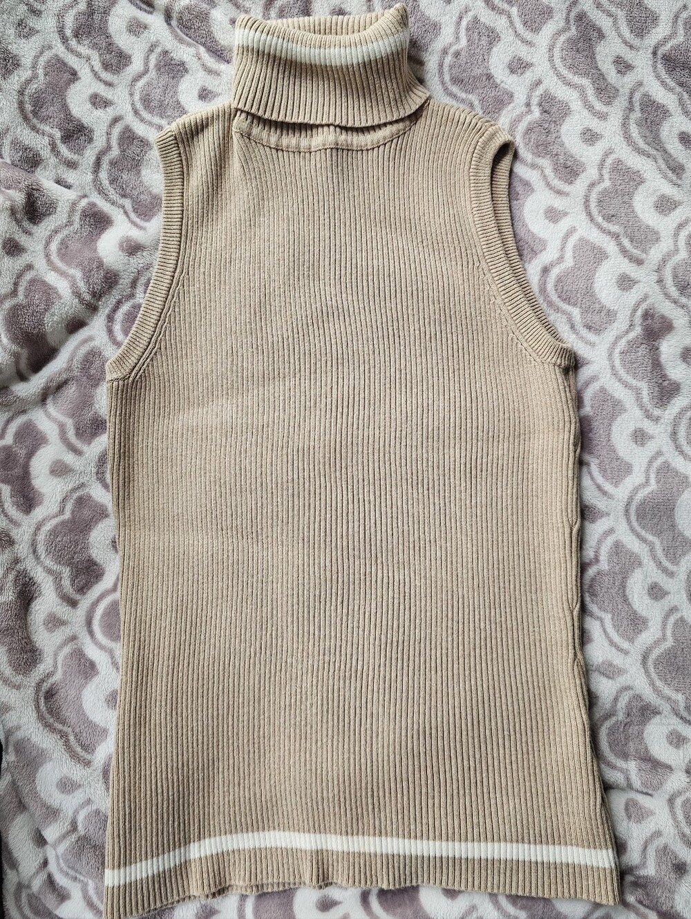 Vintage Tommy Hilfiger Y2k Ribbed Knit  100% Cotton Turtleneck W/Contrast Stripe